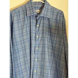 Peter Millar blue‎ and white windowpane XL L/S Button Up